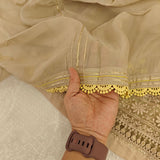Chikku Organza with yellow embroidery dress material