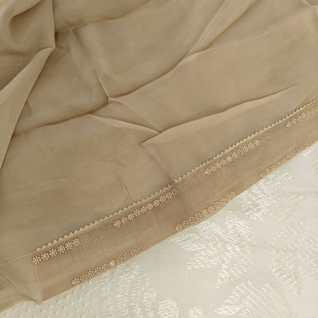 Chikku Organza with yellow embroidery dress material