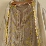 Chikku Organza with yellow embroidery dress material