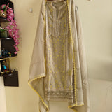 Chikku Organza with yellow embroidery dress material