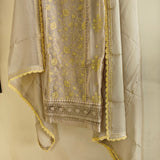 Chikku Organza with yellow embroidery dress material