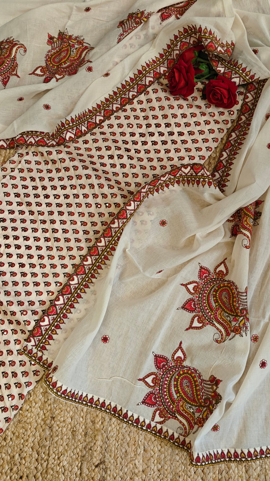 Pure Slub Silk with Cotton Designer dupatta