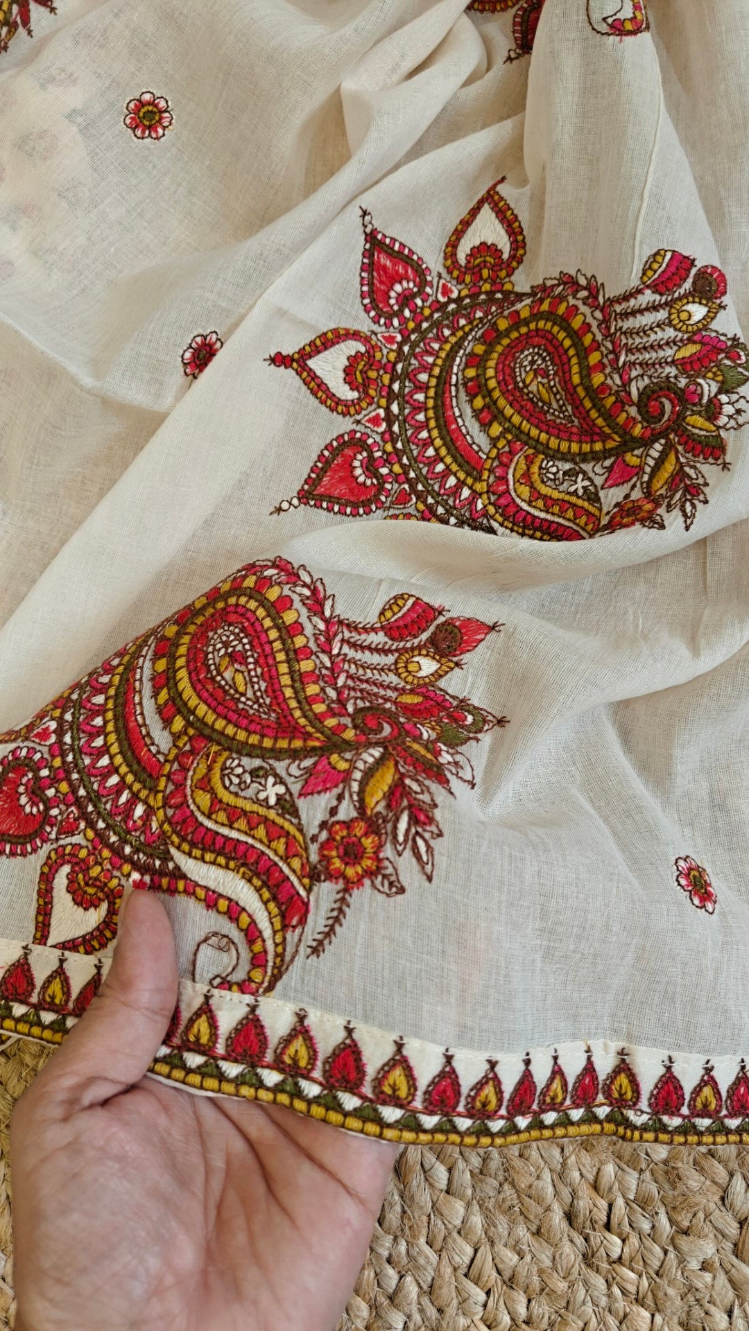 Pure Slub Silk with Cotton Designer dupatta