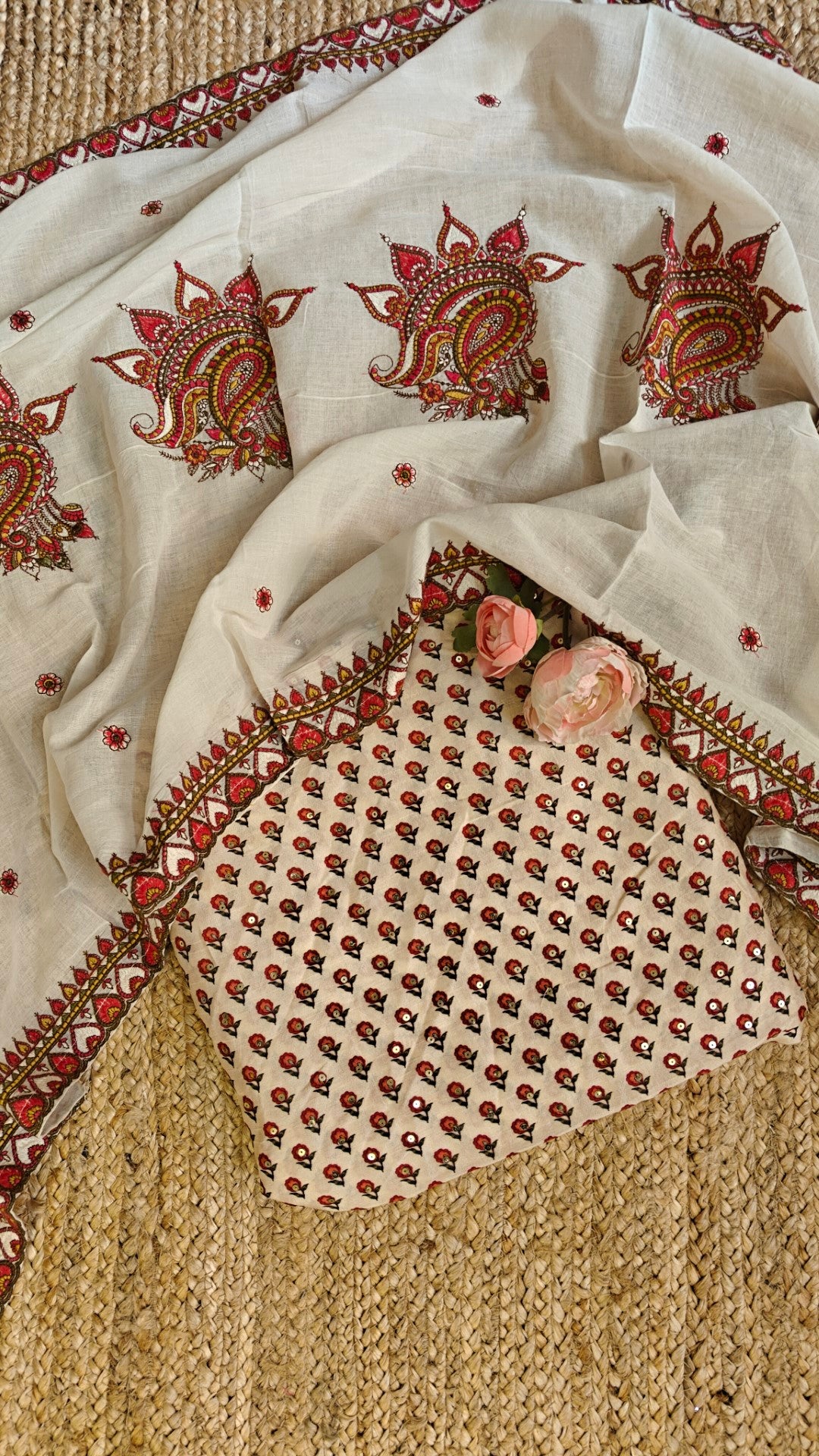 Pure Slub Silk with Cotton Designer dupatta