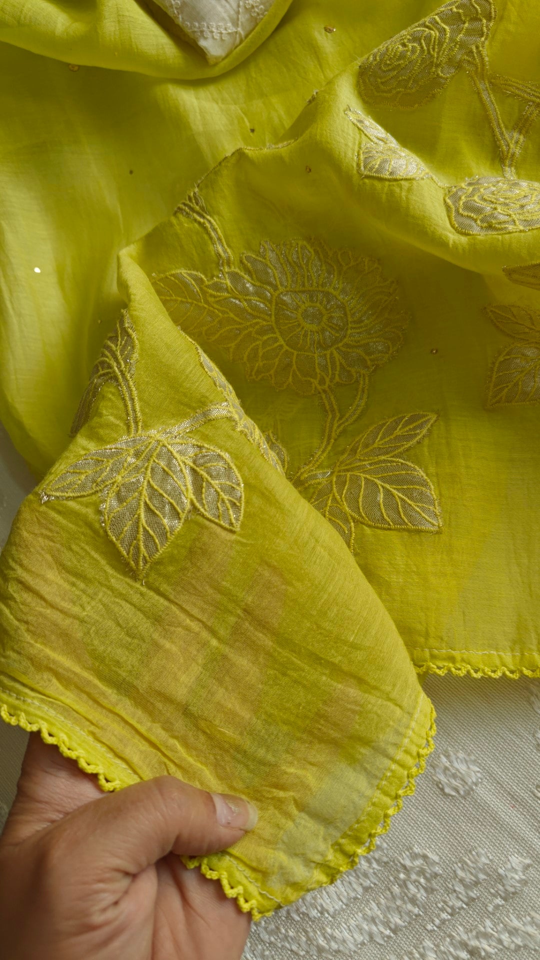 Pure Maheshwari Neon shade Dress material with Patchwork dupatta