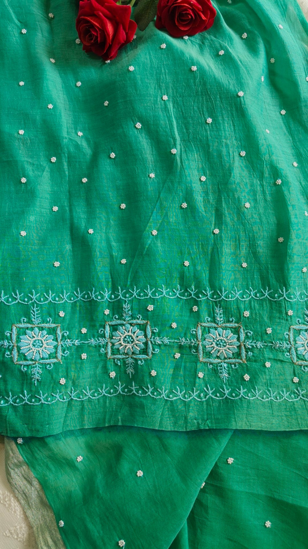 Pure Mul handwork chikankari Kurta Dupatta set