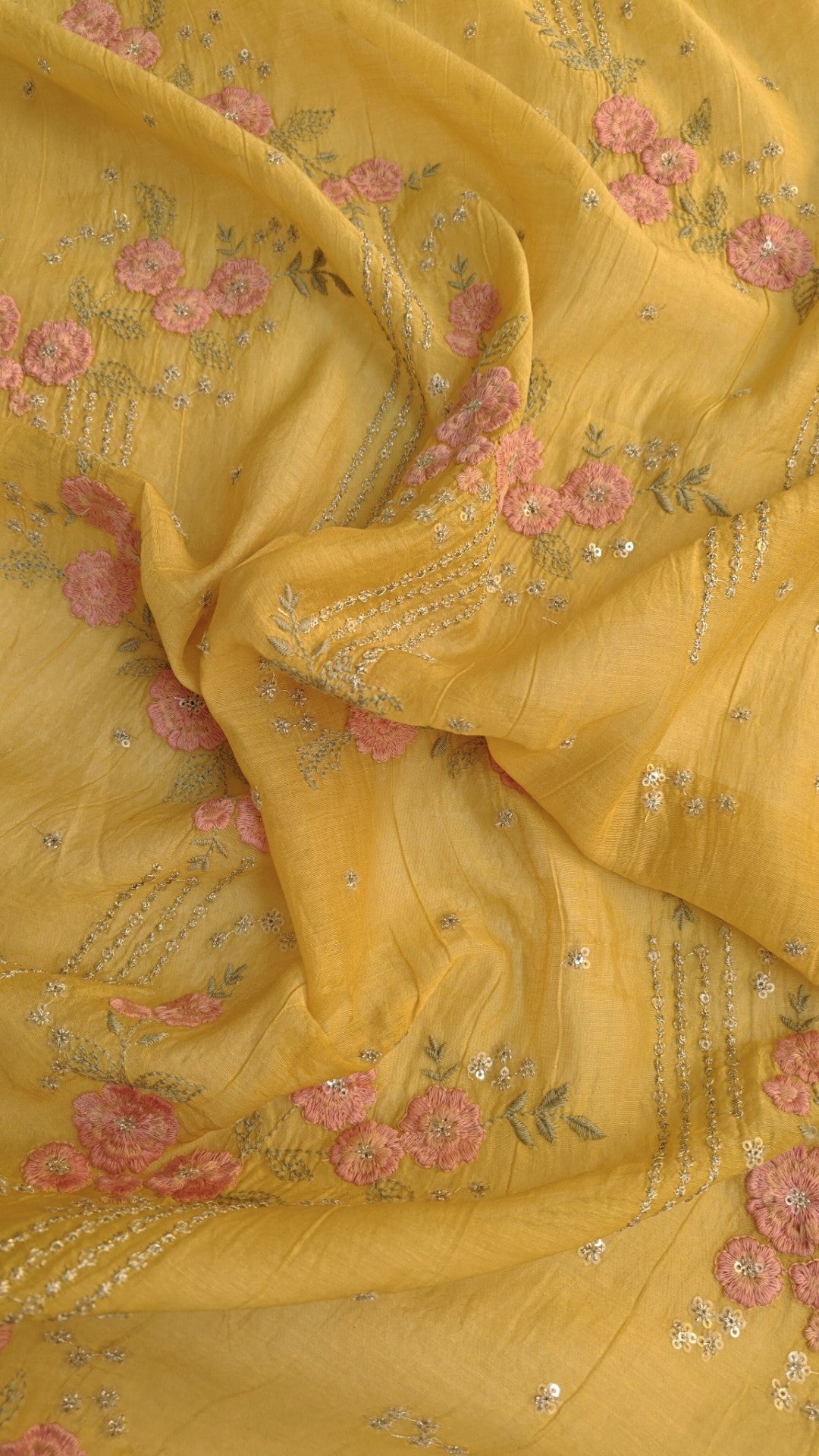 Pure Maheshwari Dyeable Kurta piece with flower embroidery 2.5 mtr