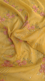 Pure Maheshwari Dyeable Kurta piece with flower embroidery 2.5 mtr