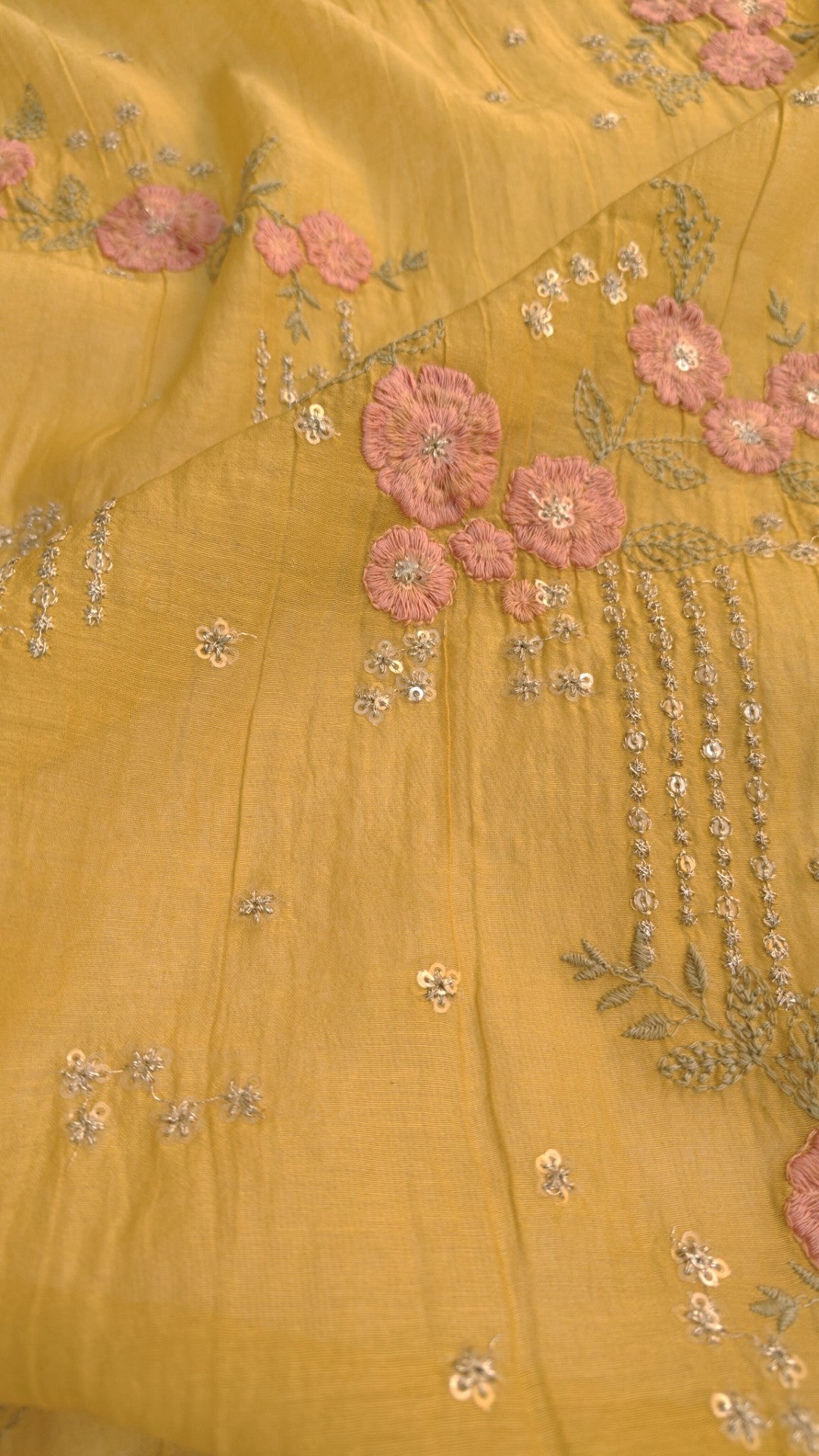 Pure Maheshwari Dyeable Kurta piece with flower embroidery 2.5 mtr