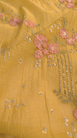 Pure Maheshwari Dyeable Kurta piece with flower embroidery 2.5 mtr