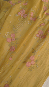 Pure Maheshwari Dyeable Kurta piece with flower embroidery 2.5 mtr