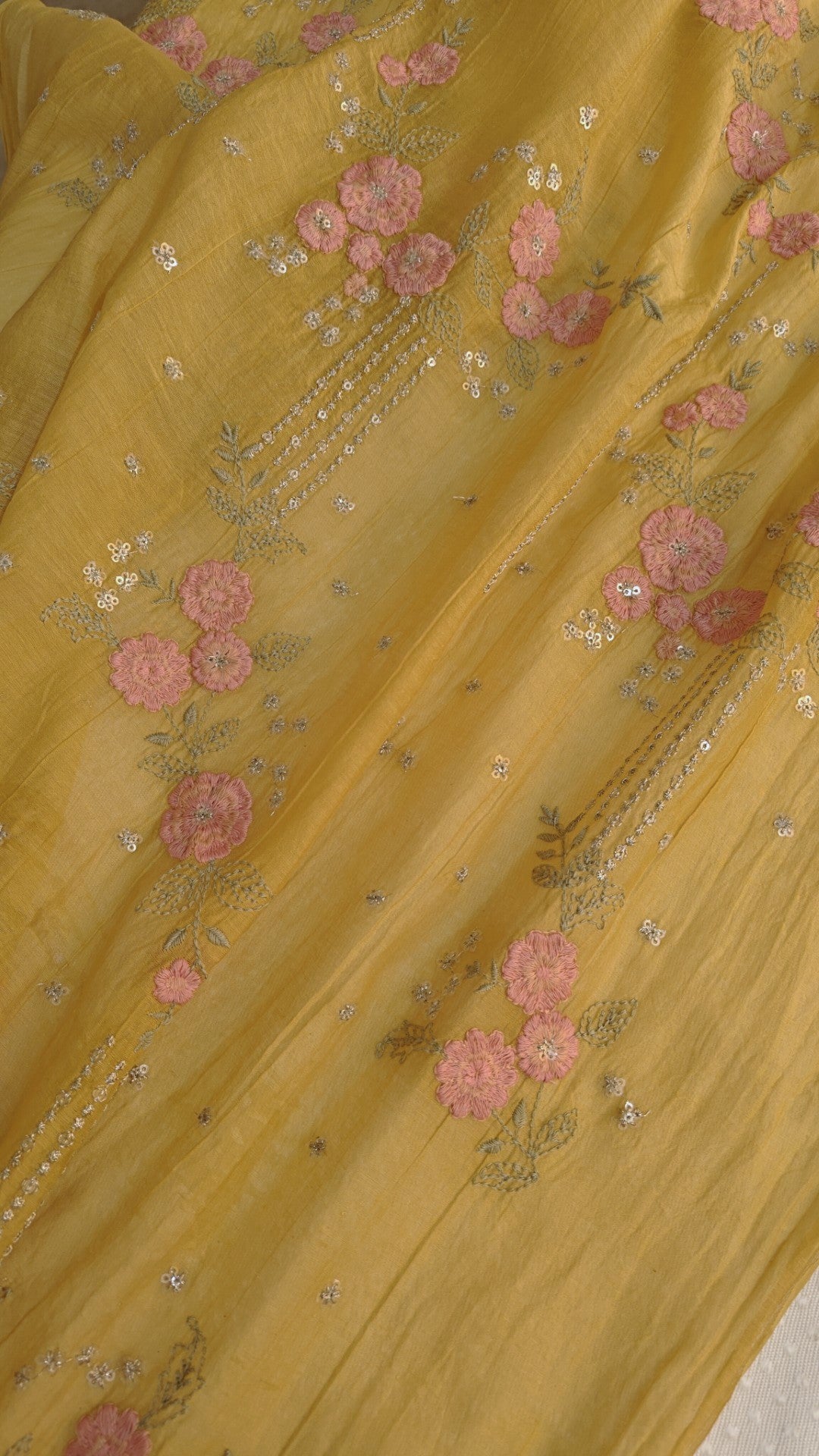 Pure Maheshwari Dyeable Kurta piece with flower embroidery 2.5 mtr