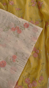 Pure Maheshwari Dyeable Kurta piece with flower embroidery 2.5 mtr