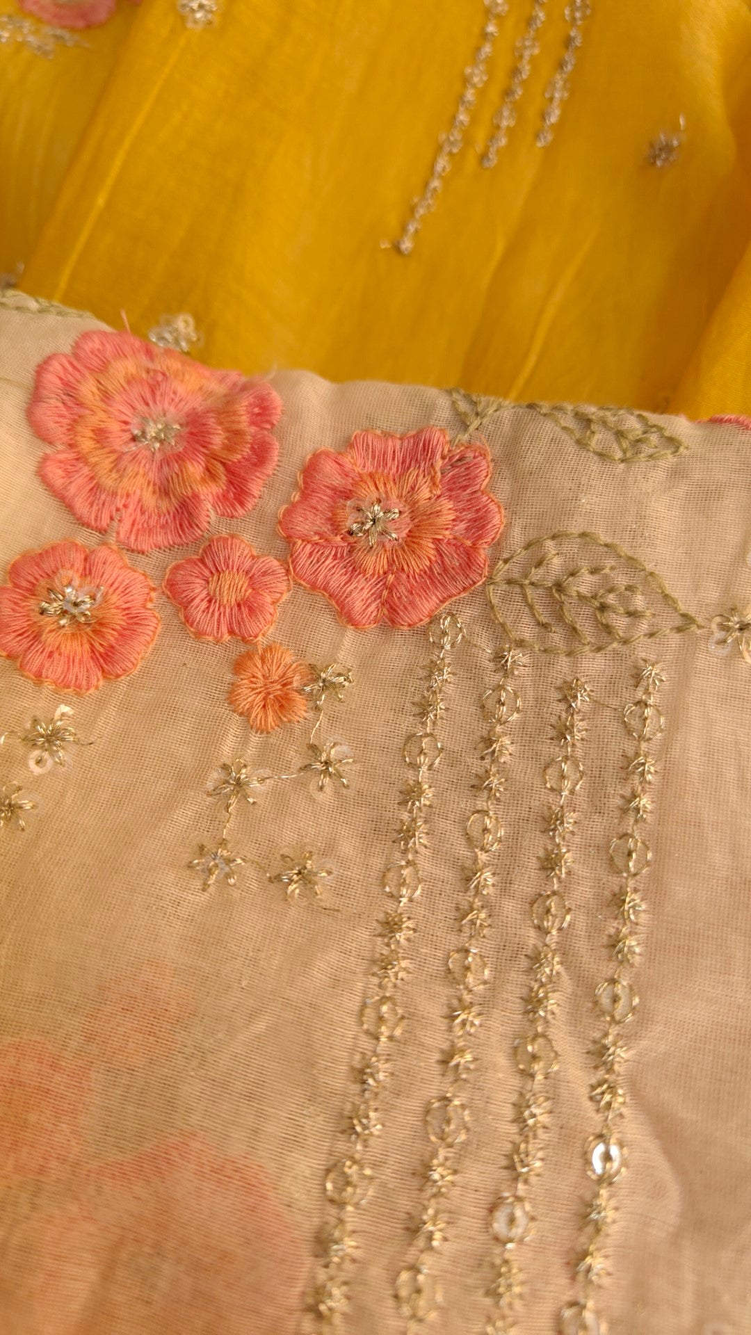 Pure Maheshwari Dyeable Kurta piece with flower embroidery 2.5 mtr