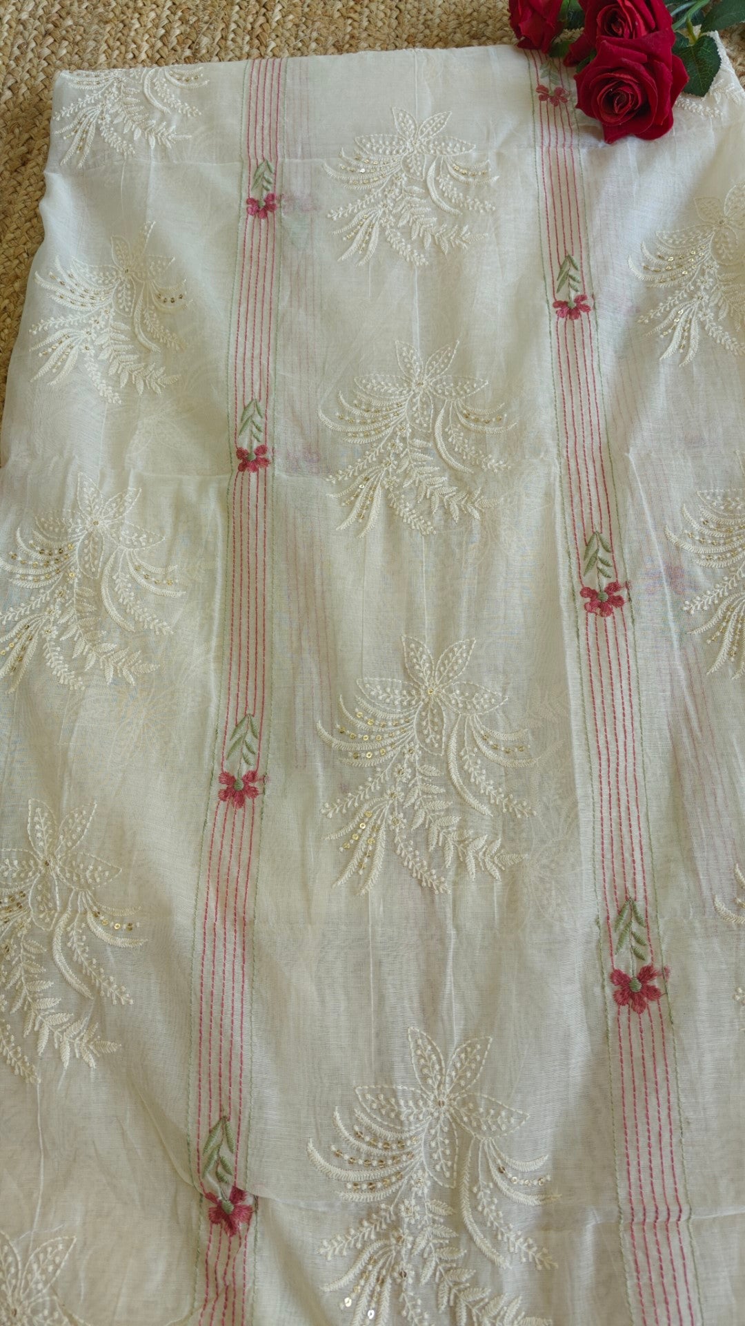 Pure Maheshwari thread embroidery Kurta material