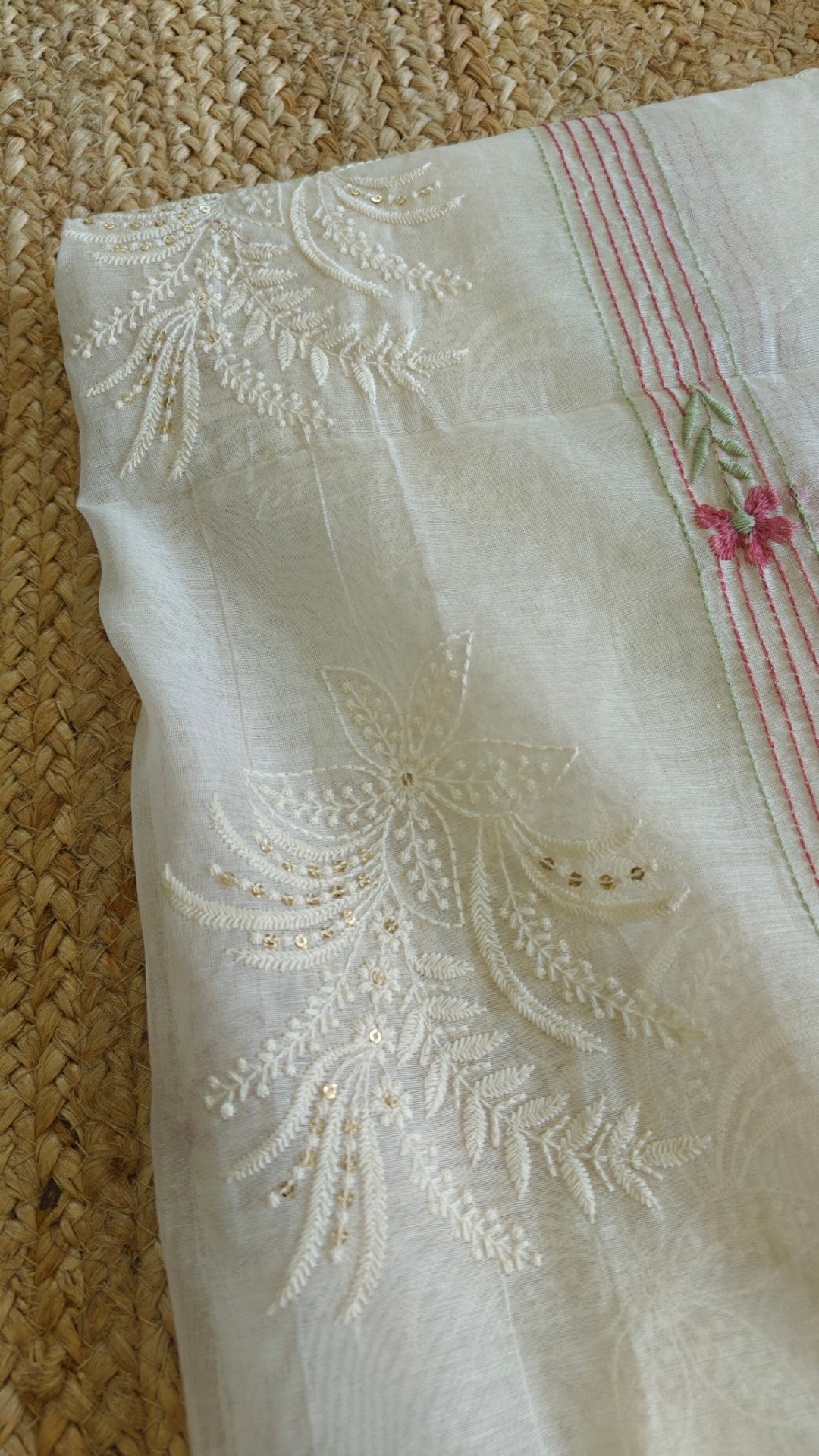 Pure Maheshwari thread embroidery Kurta material