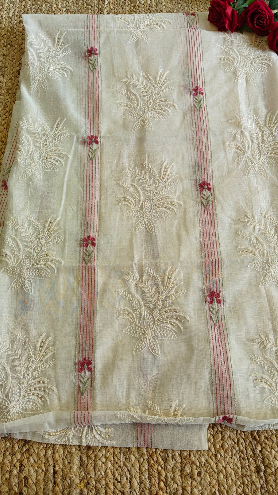 Pure Maheshwari thread embroidery Kurta material