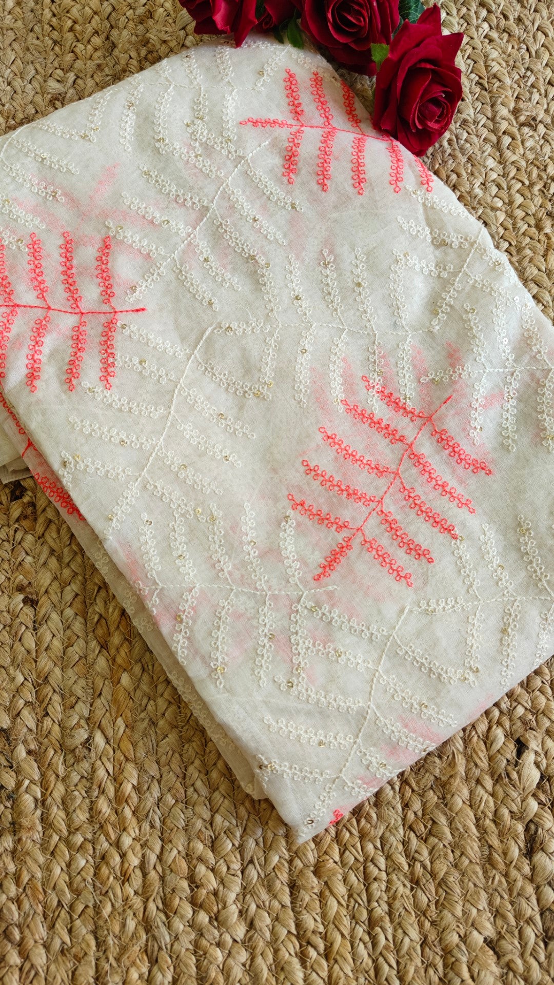 Pure Maheshwari Neon thread embroidery Kurta material