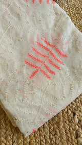 Pure Maheshwari Neon thread embroidery Kurta material