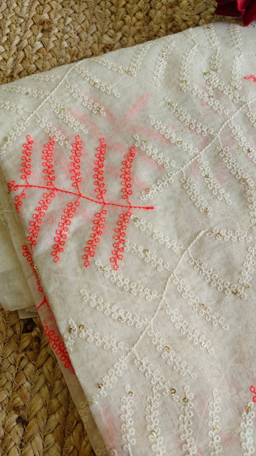 Pure Maheshwari Neon thread embroidery Kurta material