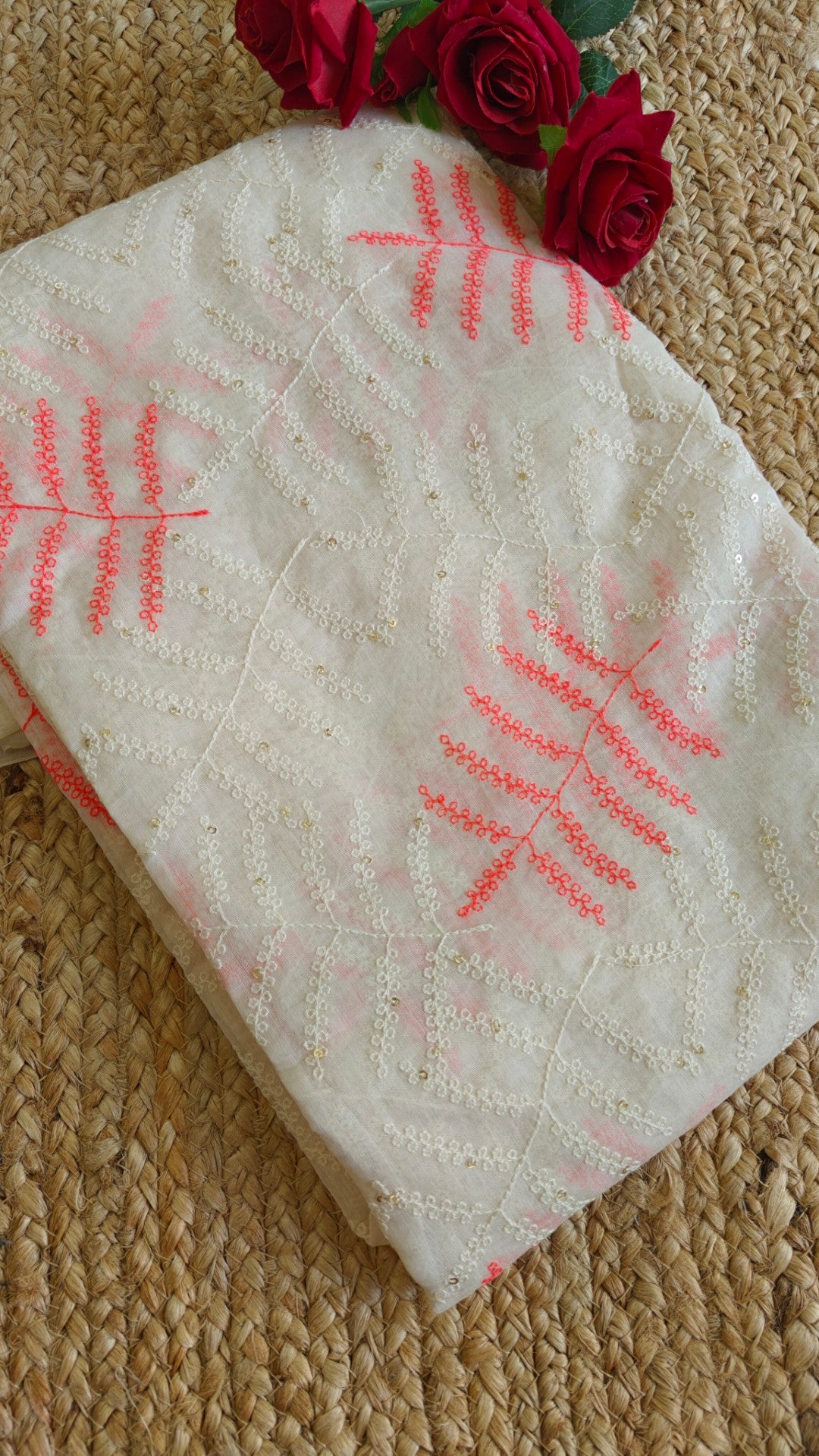 Pure Maheshwari Neon thread embroidery Kurta material