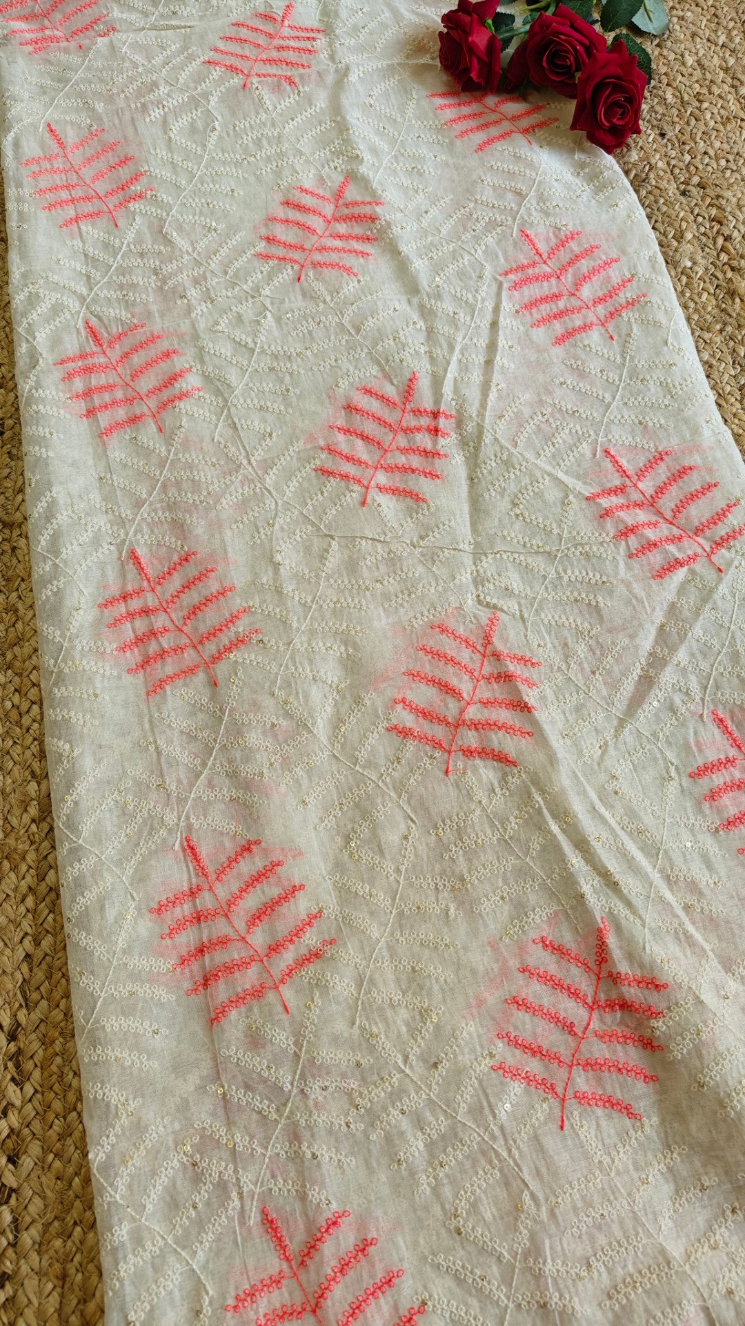 Pure Maheshwari Neon thread embroidery Kurta material