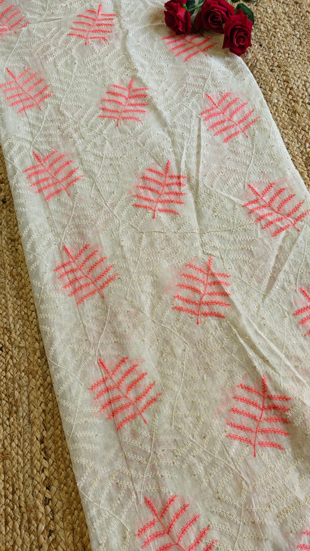 Pure Maheshwari Neon thread embroidery Kurta material