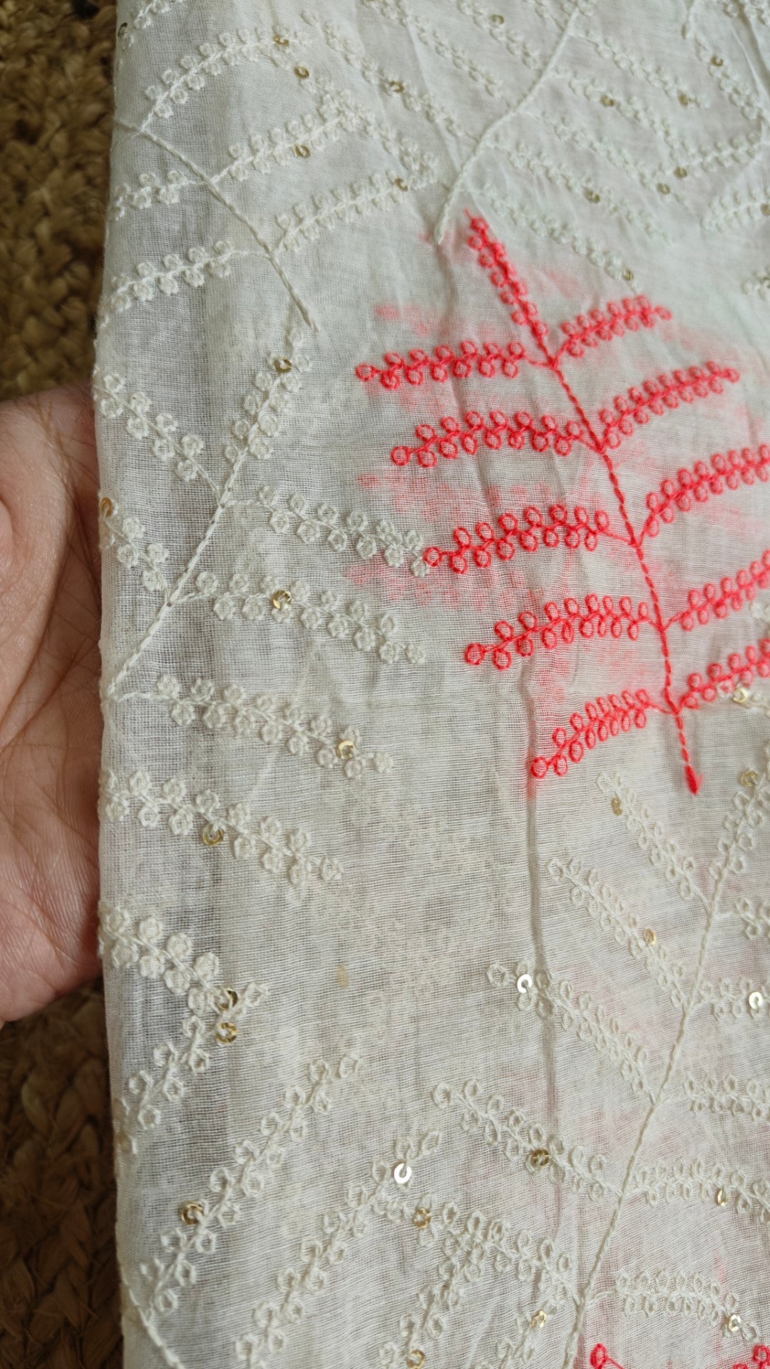 Pure Maheshwari Neon thread embroidery Kurta material