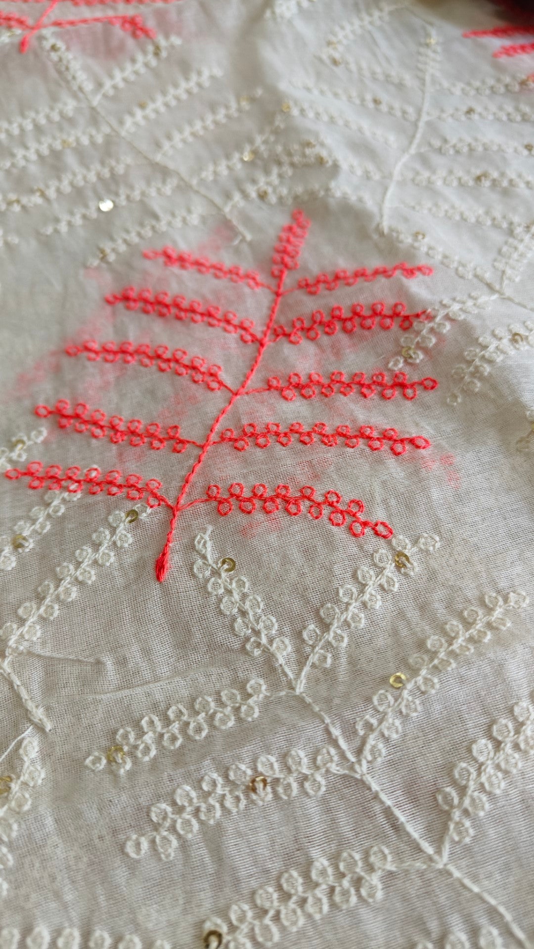 Pure Maheshwari Neon thread embroidery Kurta material