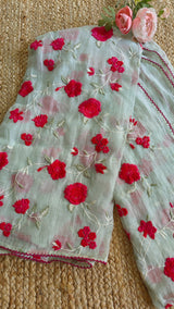 Pure Maheshwari dupatta with floral embroidery