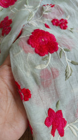 Pure Maheshwari dupatta with floral embroidery