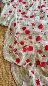 Pure Maheshwari dupatta with floral embroidery