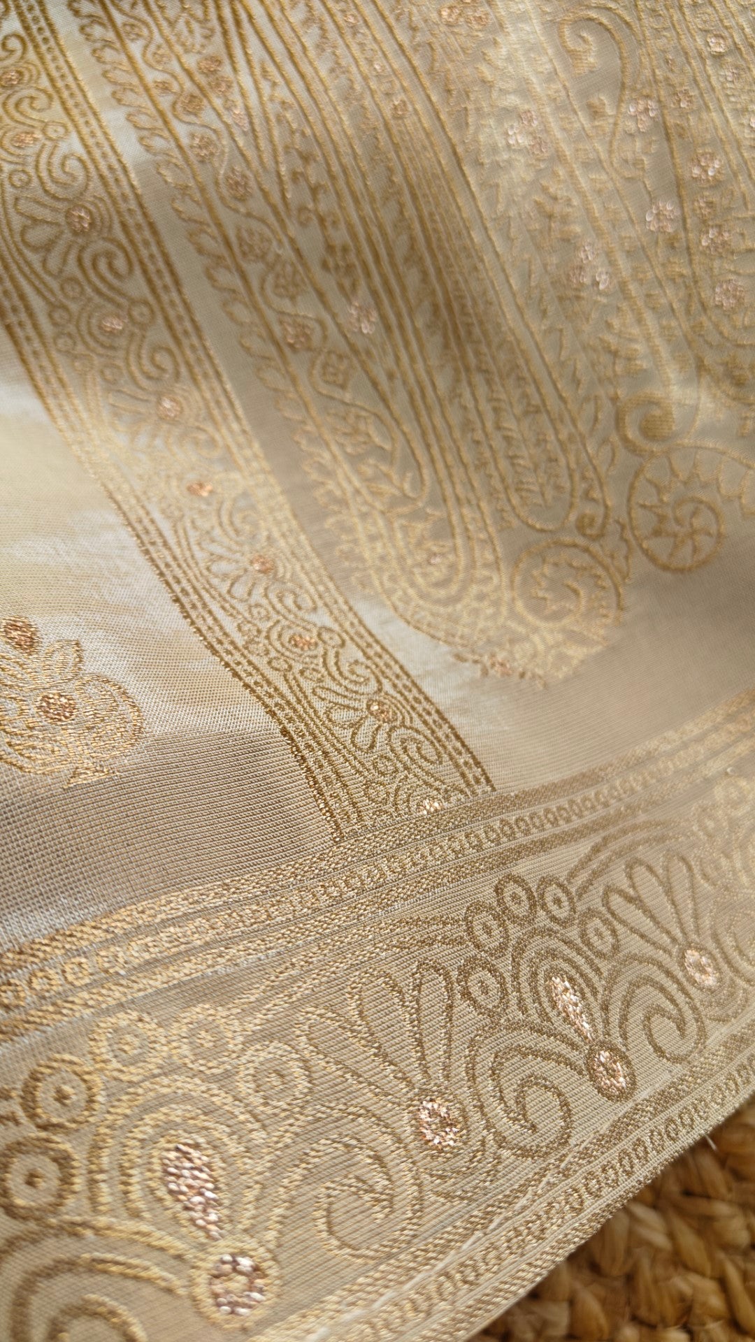 Off white Kanjivaram weaving Unstitched Dress material