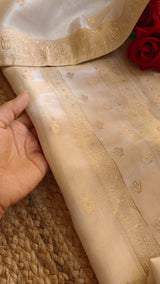 Off white Kanjivaram weaving Unstitched Dress material