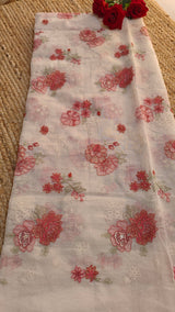 Gajri Flower embroidery Pure Maheshwari Dyeable Kurta piece