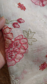 Gajri Flower embroidery Pure Maheshwari Dyeable Kurta piece