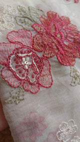 Gajri Flower embroidery Pure Maheshwari Dyeable Kurta piece