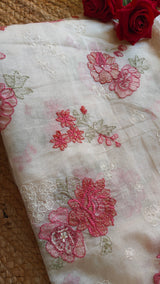 Gajri Flower embroidery Pure Maheshwari Dyeable Kurta piece