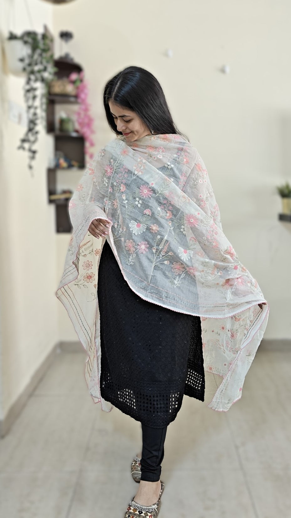 Pure Maheshwari Full embroidered Dupatta