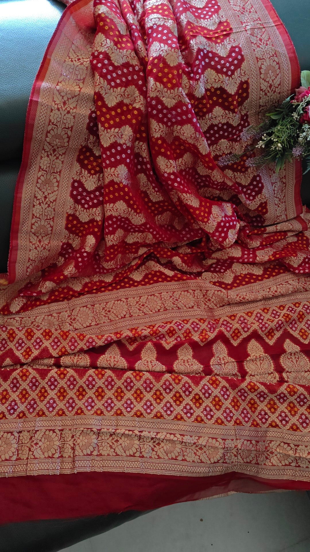 Pure Georgette Dupatta. Red Bridal Dupatta