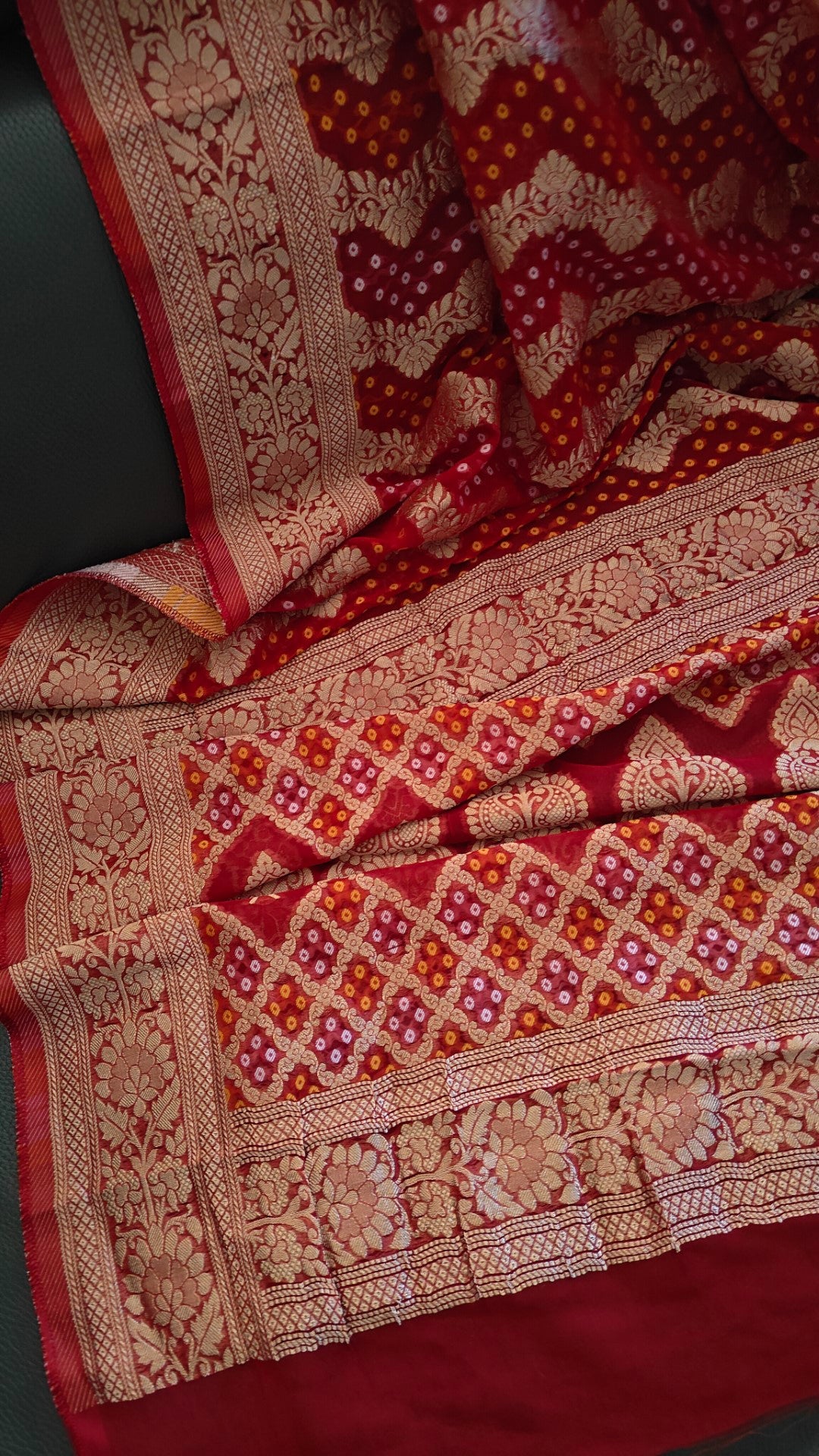 Pure Georgette Dupatta. Red Bridal Dupatta