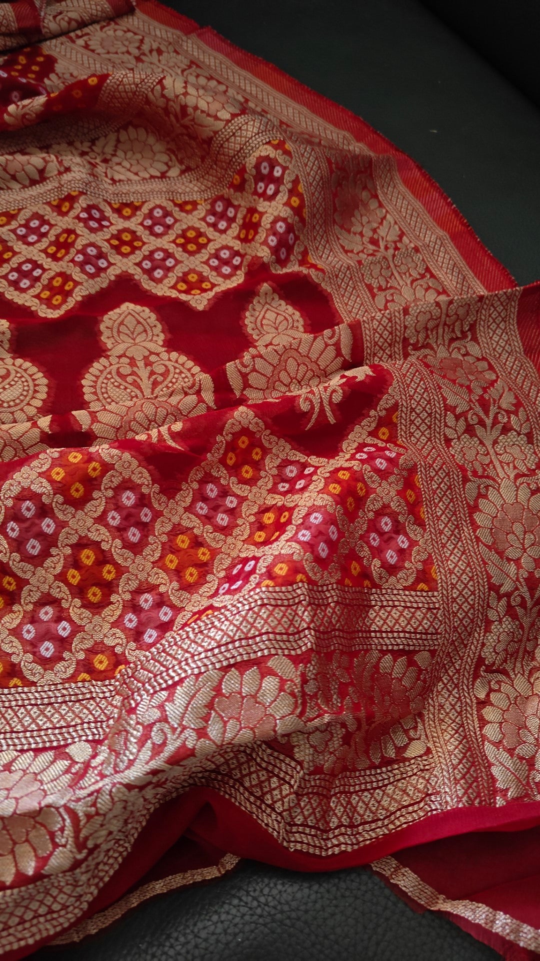 Pure Georgette Dupatta. Red Bridal Dupatta