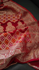 Pure Georgette Dupatta. Red Bridal Dupatta