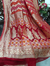 Pure Georgette Dupatta. Red Bridal Dupatta