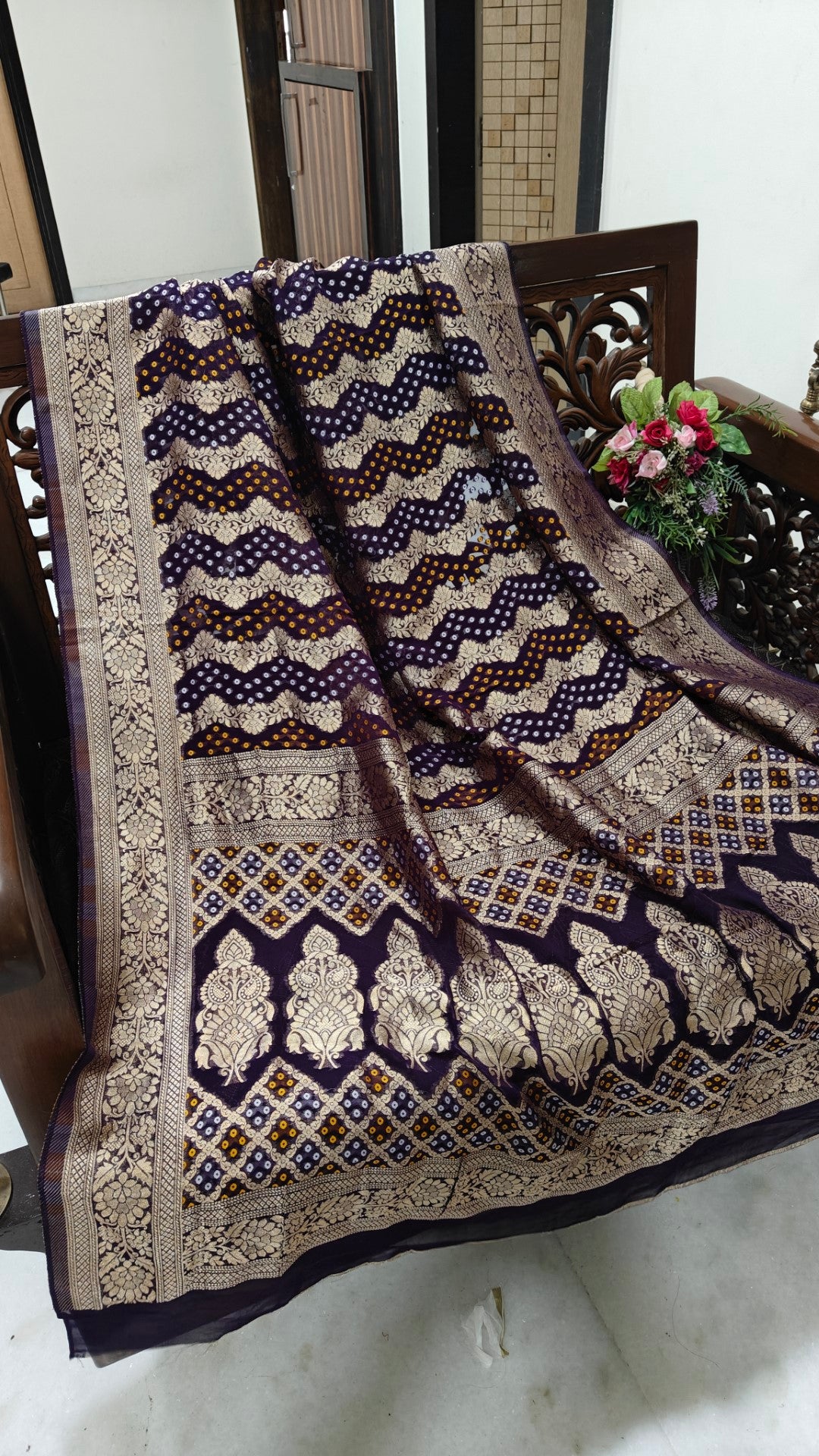 Pure Georgette Dupatta. Purple Bridal Dupatta