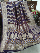 Pure Georgette Dupatta. Purple Bridal Dupatta