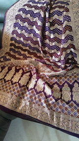 Pure Georgette Dupatta. Purple Bridal Dupatta