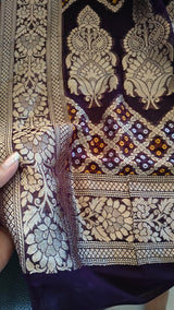 Pure Georgette Dupatta. Purple Bridal Dupatta