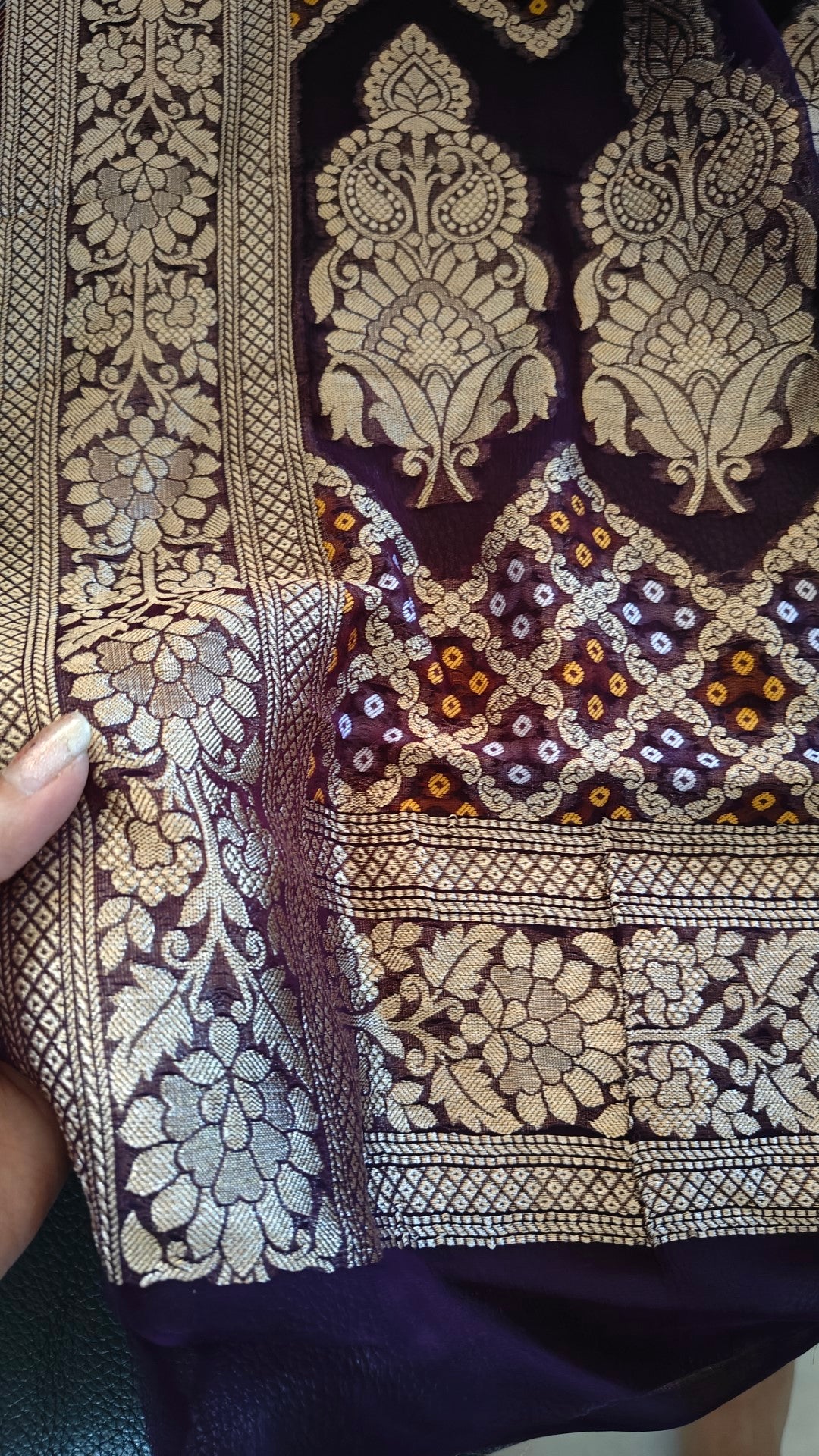 Pure Georgette Dupatta. Purple Bridal Dupatta