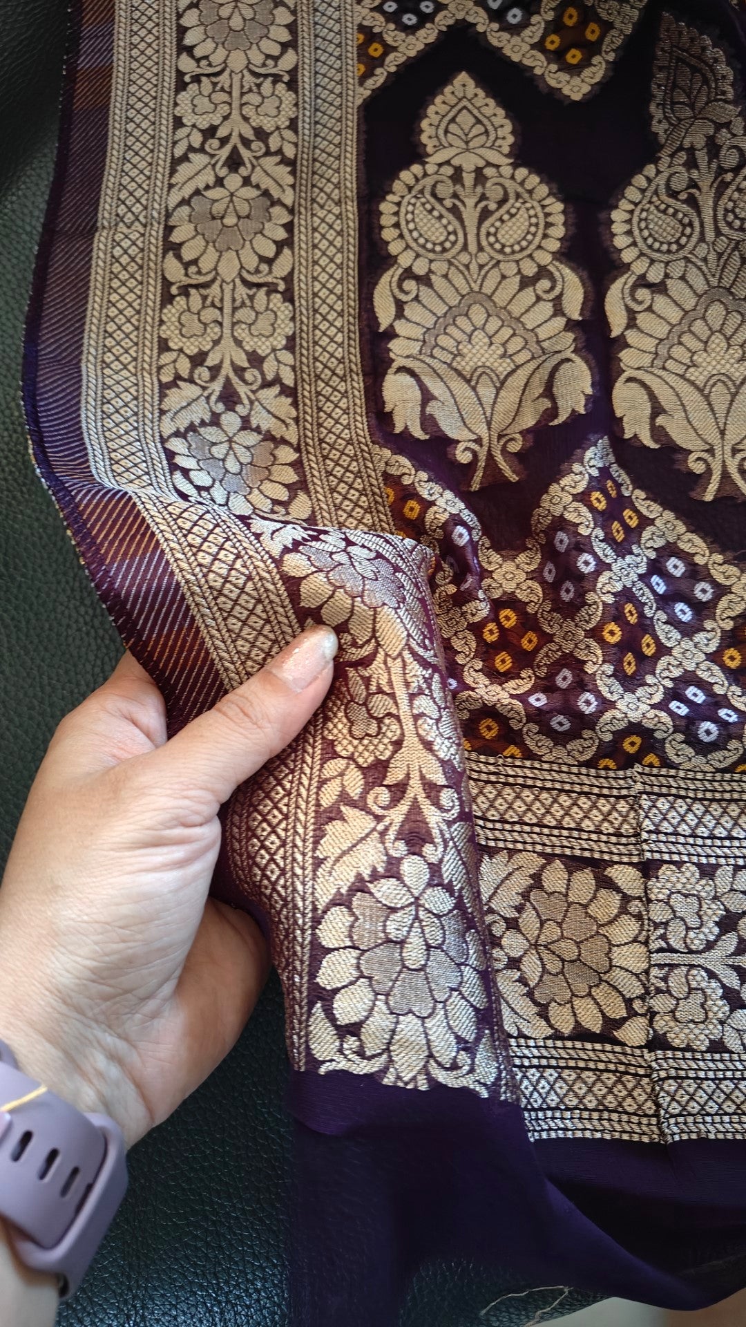 Pure Georgette Dupatta. Purple Bridal Dupatta